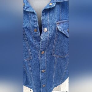 Blue Denim Jacket with Button Closure Red&Black Palid